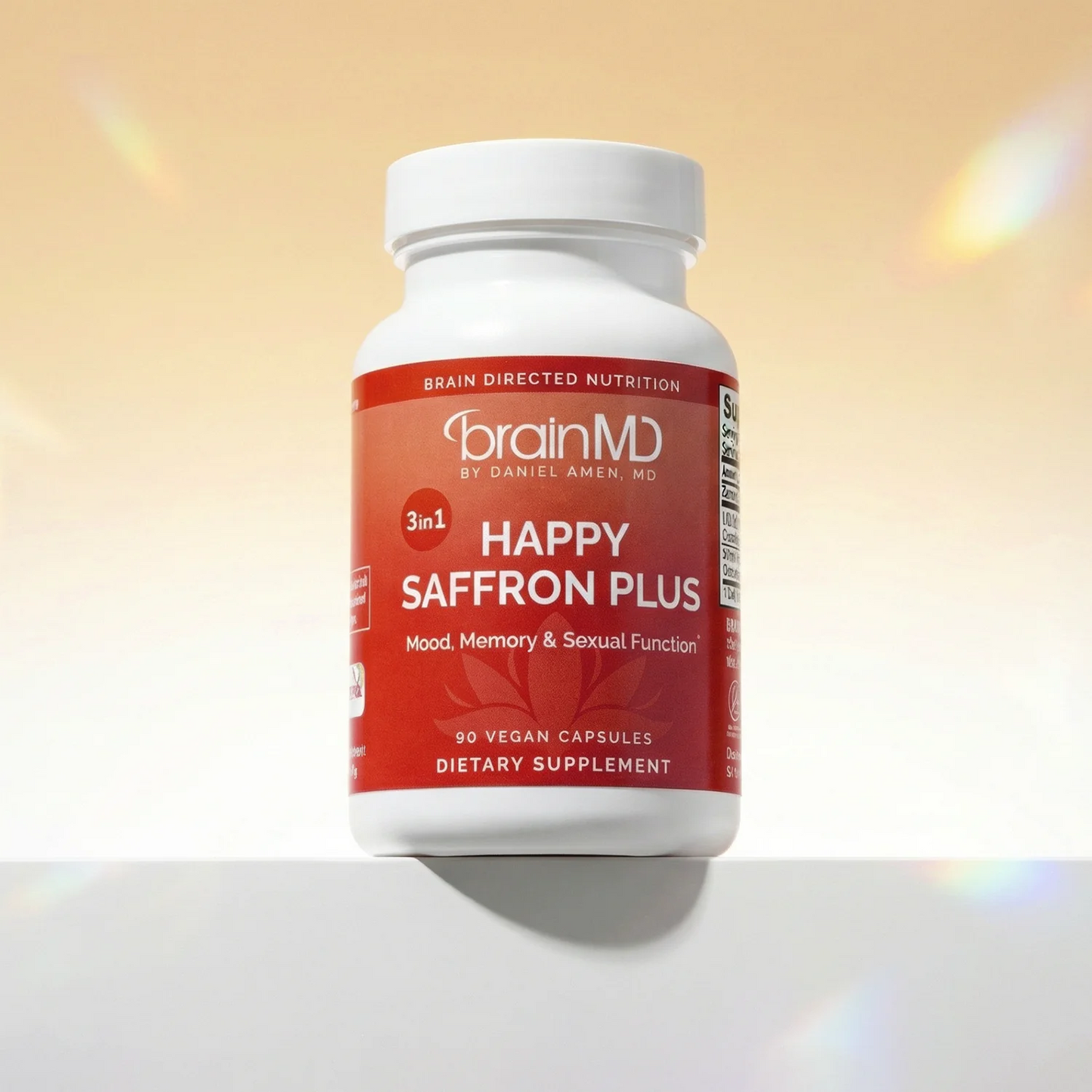 BRAINMD Dr Amen Happy Saffron Plus - 90 Capsules - with Saffron Flower Extract, Curcumin & Zinc - Vegan, Gluten Free - 30 Servings